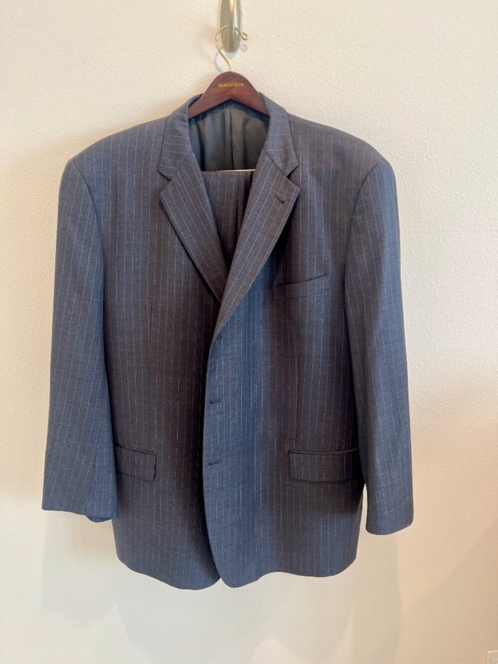Joseph Abboud Nordstrom 52L Charcoal Pinstripe Wool Suit 46x32